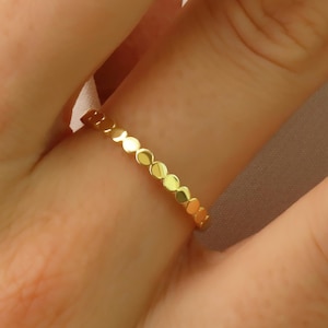 Bead Flat Circle Ring, 14K Solid Gold Circle Ring, 925 Sterling Silver Circle Ring, Tiny Stacking Ring, Minimalist Ring, Bridesmaid Gift