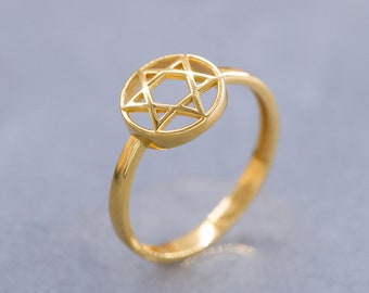 14K Solid Gold Star of David Ring, Jewish Jewelry, Jewish Star Ring, Stacking Ring, Jewish symbol