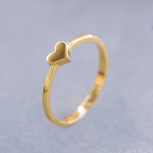 14K Solid Gold Minimalist Heart Ring, 925 Sterling Silver Minimalist Heart Ring, Minimalist Ring, Mother&#39;s Day Gift, Valentine&#39;s Day Gift