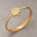 14K Solid Gold Sun Ring, 925 Sterling Silver Sun Ring, CZ Stone Ring ...