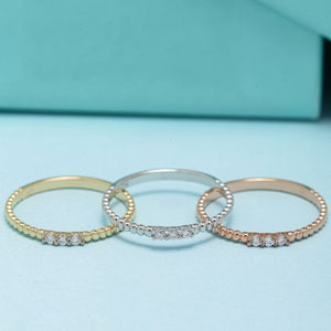 14K Solid Gold Bubble Ring, 925 Sterling Silver Ring, Three Stone Bubble Ring, Bead Ring, Minimalist Ring, Stackable Ring, Gift for Her