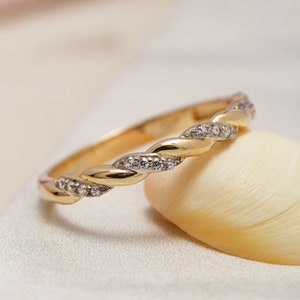 14K Gold Braid Ring, 925 Sterling Silver Braid Ring, Rope Ring, Elegant Knot Ring, Stackable Ring, Christmas Gift, Valentine&#39;s Day Gift