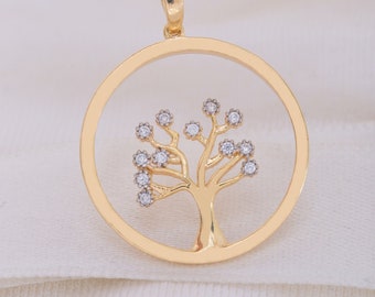 14K Solid Gold Tree of Life Necklace, Sterling Silver Tree of Life Necklace, Tree of Life Necklace, Christmas Gift, Valentine's Day Gift