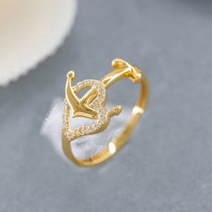 Mens gold anchor ring cheap