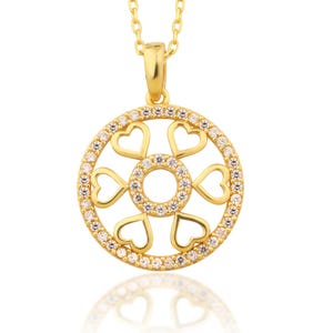 Collier coeur en or massif 14 carats, collier coeur en argent sterling 925, collier coeur cercle élégant, cadeau Saint Valentin, cadeau fête des mères