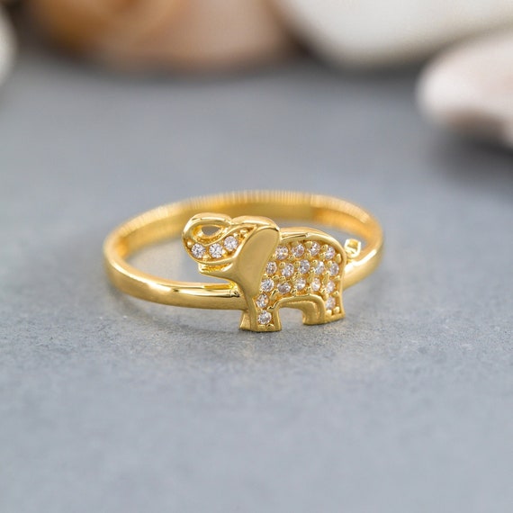 Buy 14K White & Yellow Gold Elephant Ring Apex13434 Online in India - Etsy