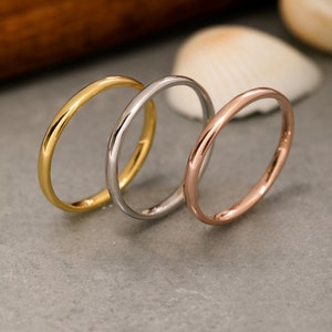 2 mm Wedding Band Ring, 14K Solid Gold 2 mm Wedding Band Ring, 925 Sterling Silver 2 mm Wedding Band Ring, Promise Ring, Wedding Ring Set