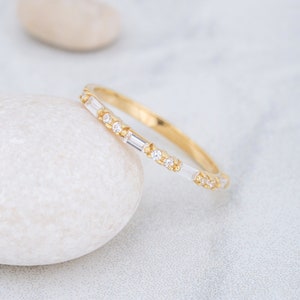 14K Solid Gold Baguette Ring, Sterling Silver Baguette Ring, Minimalist Baguette Ring, Valentine's Day Gift, Christmas Gift, Mother's Gift image 4