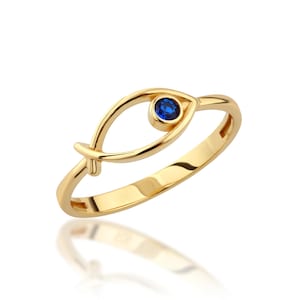 14K Solid Gold Fish Ring, Sterling Silver Fish Ring, Handmade Christian Fish Ring, Christmas Gift, Valentine&#39;s Day Gift, Mother&#39;s Day Gift