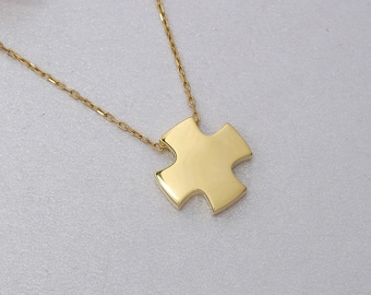 Design Cross Necklace, 14K Solid Gold Cross Necklace, 925 Sterling Silver Cross Necklace, Religious Necklace, Baptism Gift, Christmas Gift