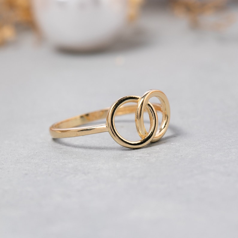 14K Solid Gold Interwined Circles Ring, 925 Sterling Silver Interwined Circles Ring, Mother's Day Gift, Valentine's Day Gift, Christmas Gift image 4