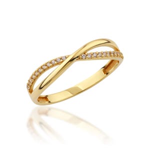 14K Solid Gold Criss Cross Ring, 925 Sterling Silver Criss Cross Ring, X Ring, Stackable Rings, Handmade,Valentine&#39;s Day Gift,Christmas Gift