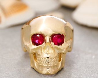14K Solid Gold Skull Ring sterling Silver Skull Ring Cubic Zircon Ruby Stone Ring Men s Skull Ring handmade Skull Ring Women s Skull Ring Etsy Canada