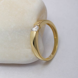 14K Solid Gold 4.20 mm Solitaire Ring, 925 Sterling Silver 4.20 mm Solitaire Ring, Marriage Proposal Solitaire Ring, Promise Ring Women