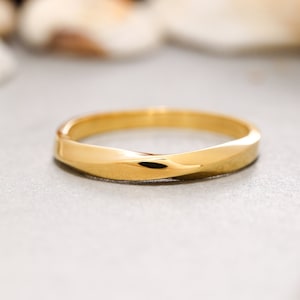 14K Solid Gold Mobius Ring, 925 Sterling Silver Mobius Ring, Gold Wedding Ring, Engagement Ring, Mobius Ring, Valentine&#39;s Gift