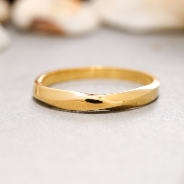 14K Solid Gold Mobius Ring, 925 Sterling Silver Mobius Ring, Gold Wedding Ring, Engagement Ring, Mobius Ring, Valentine's Gift