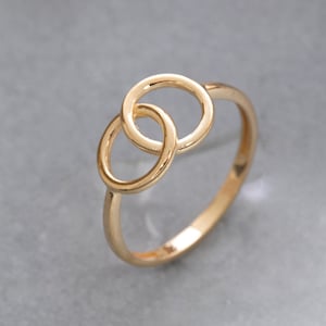 14K Solid Gold Interwined Circles Ring, 925 Sterling Silver Interwined Circles Ring, Mother's Day Gift, Valentine's Day Gift, Christmas Gift image 1