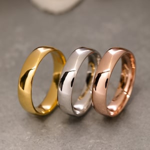 5 mm Wedding Band Ring, 14K Solid Gold 5 mm Wedding Band Ring, 925 Sterling Silver 5 mm Wedding Band Ring, Promise Ring, Wedding Ring Set