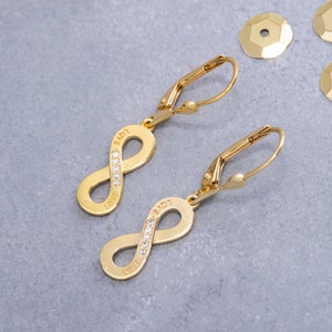 14K Solid Gold Infinity Earrings, Sterling Silver Infinity Earrings, Special Design Love Earrings, Valentine's Day Gift, Mother's Day Gift
