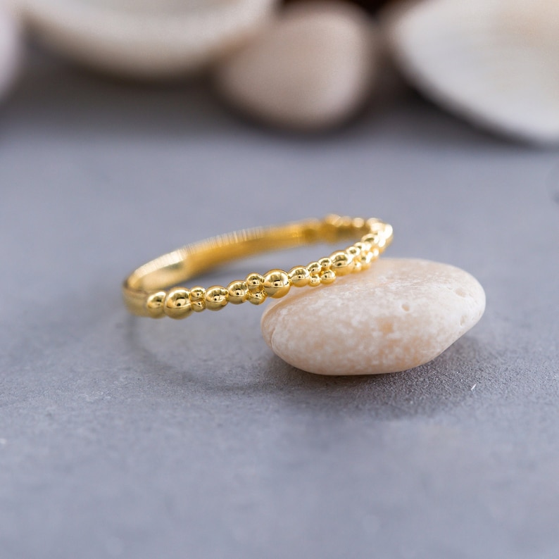 14K Solid Gold Bubble Ring 925 Sterling Silver Bubble Ring Etsy