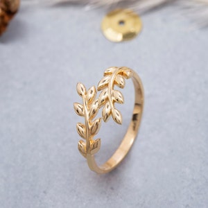 14K Solid Gold Olive Leaf Ring, 925 Sterling Silver Olive Leaf Ring, Leaf Ring, Moederdag Cadeau, Valentijnsdag Cadeau, Kerstcadeau afbeelding 5