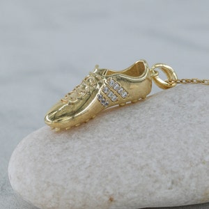 14K Plated Cross Necklace, Sterling Silver Shoe Necklace, Crampon Shoe Necklace, Valentine&#39;s Day Gift, Christmas Gift