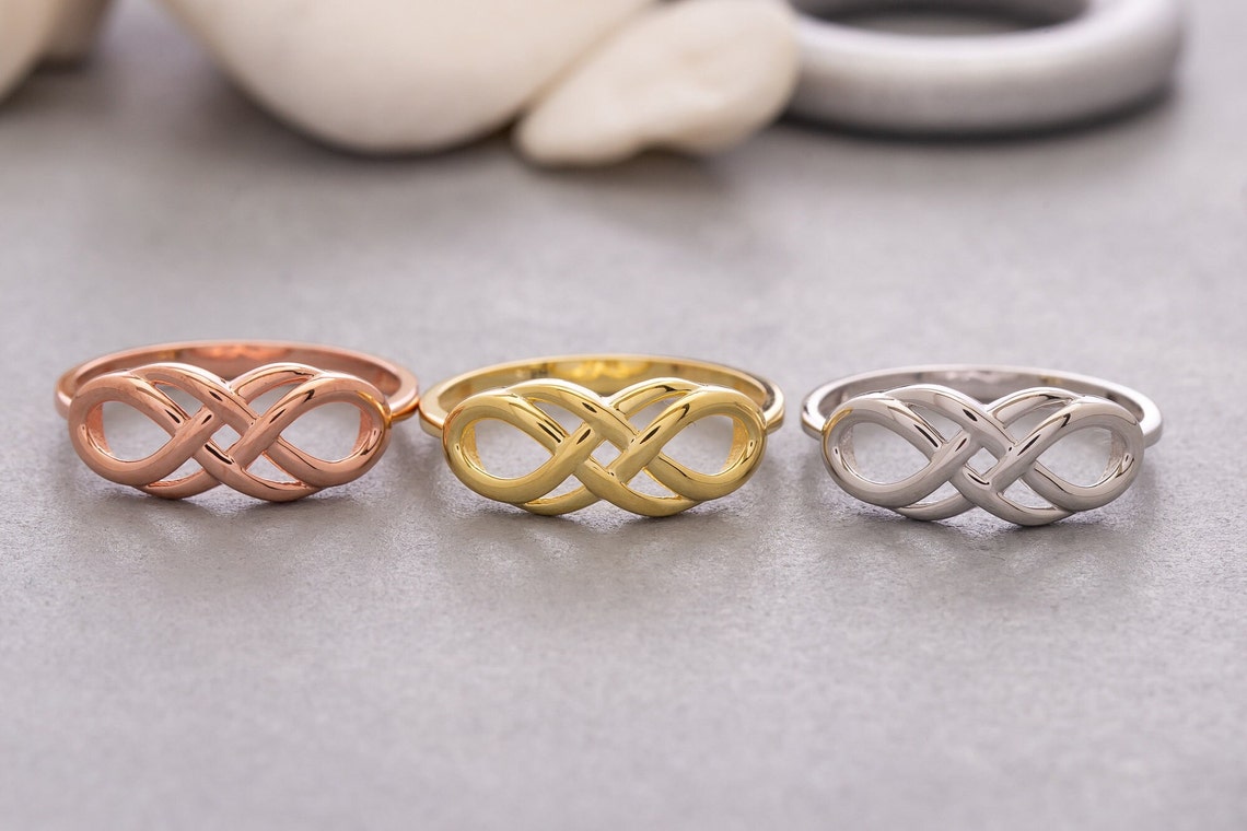 14K Solid Gold Infinity Ring 925 Sterling Silver Infinity - Etsy