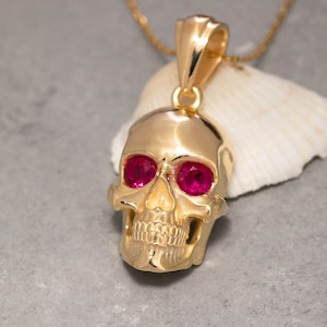 14K Solid Gold Skull Necklace, 925 Sterling Silver Skull Necklace, CZ Stone Skull Necklace, Special Design Skull Necklace, Skull Jewelry