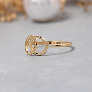 14K Solid Gold Interwined Circles Ring, 925 Sterling Silver Interwined Circles Ring, Mother's Day Gift, Valentine's Day Gift, Christmas Gift image 5