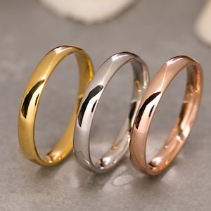 3 mm Wedding Band Ring, 14K Solid Gold 3 mm Wedding Band Ring, 925 Sterling Silver 3 mm Wedding Band Ring, Promise Ring, Wedding Ring Set