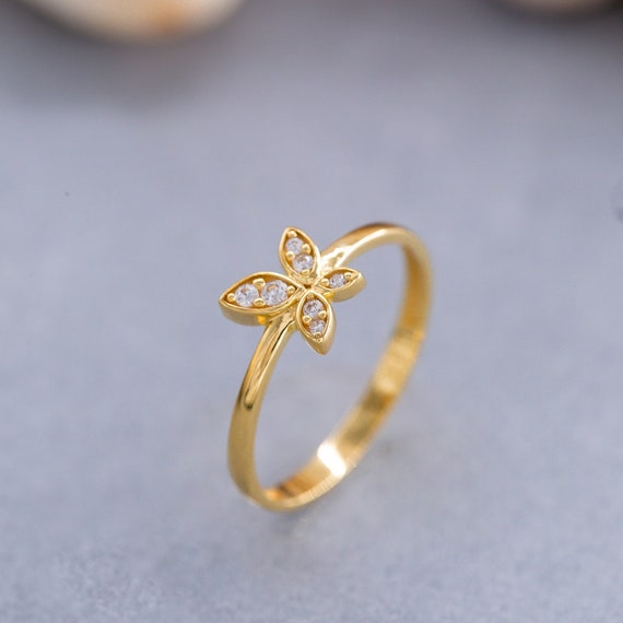 Diamond Butterfly Stacking Ring 14K Gold