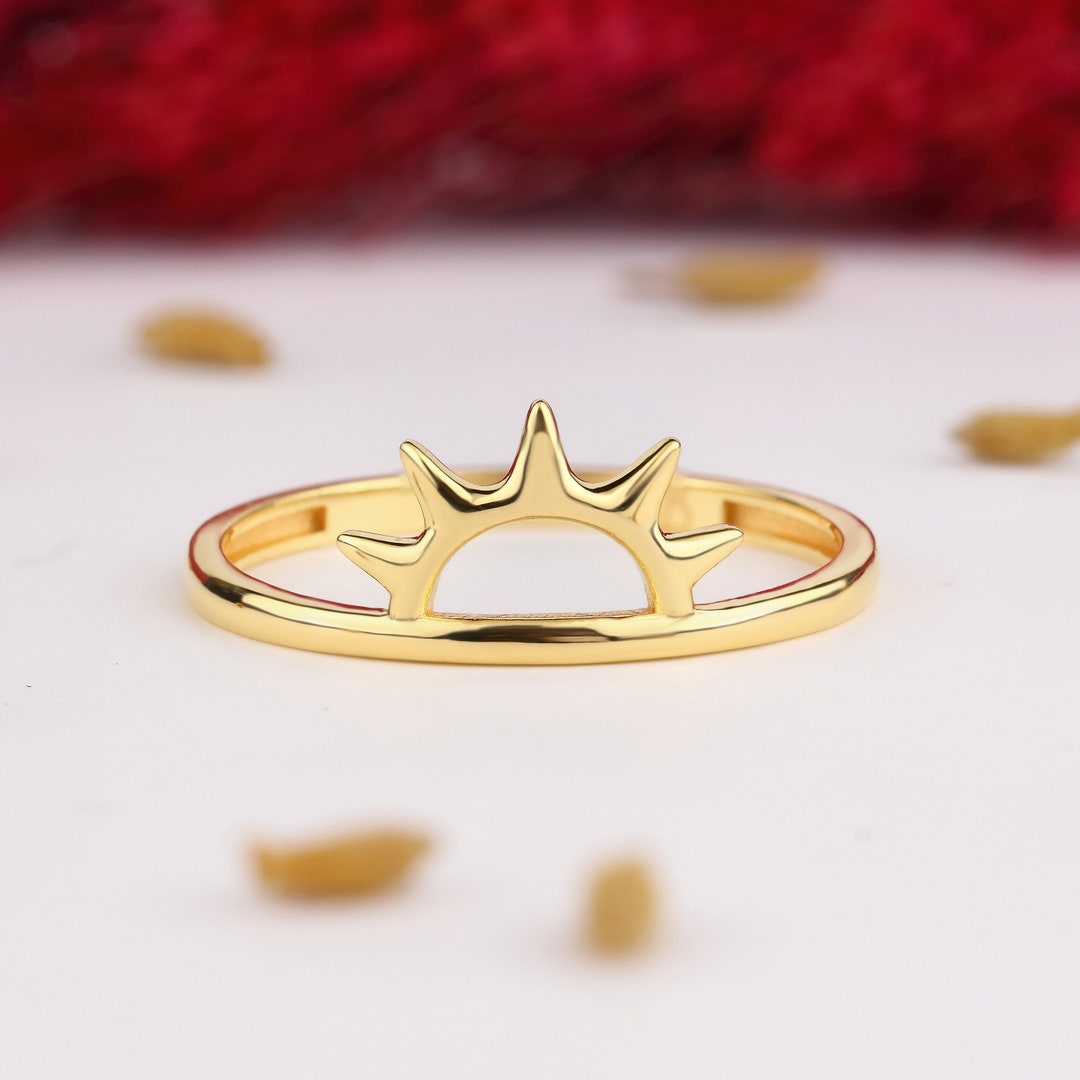 14K Solid Gold Sun Ring,925 Sterling Silver Sun Ring,sunshine Ring ...