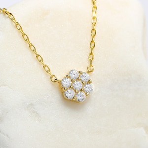 14K Solid Gold Solitaire Necklace, Minimalist Sterling Silver Solitaire Necklace, Zircon Stone Tiny Solitaire Necklace, Handmade Necklace