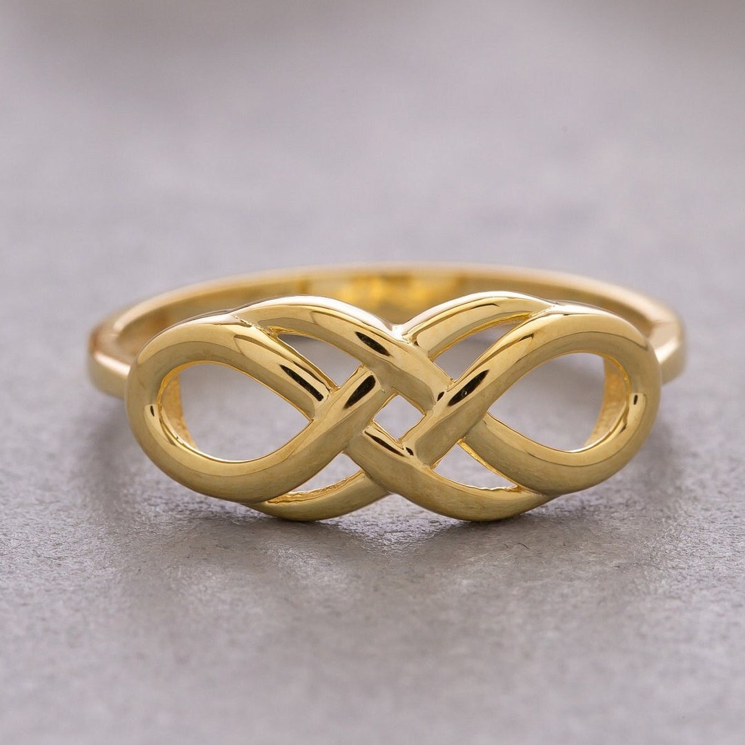 14K Solid Gold Infinity Ring 925 Sterling Silver Infinity - Etsy
