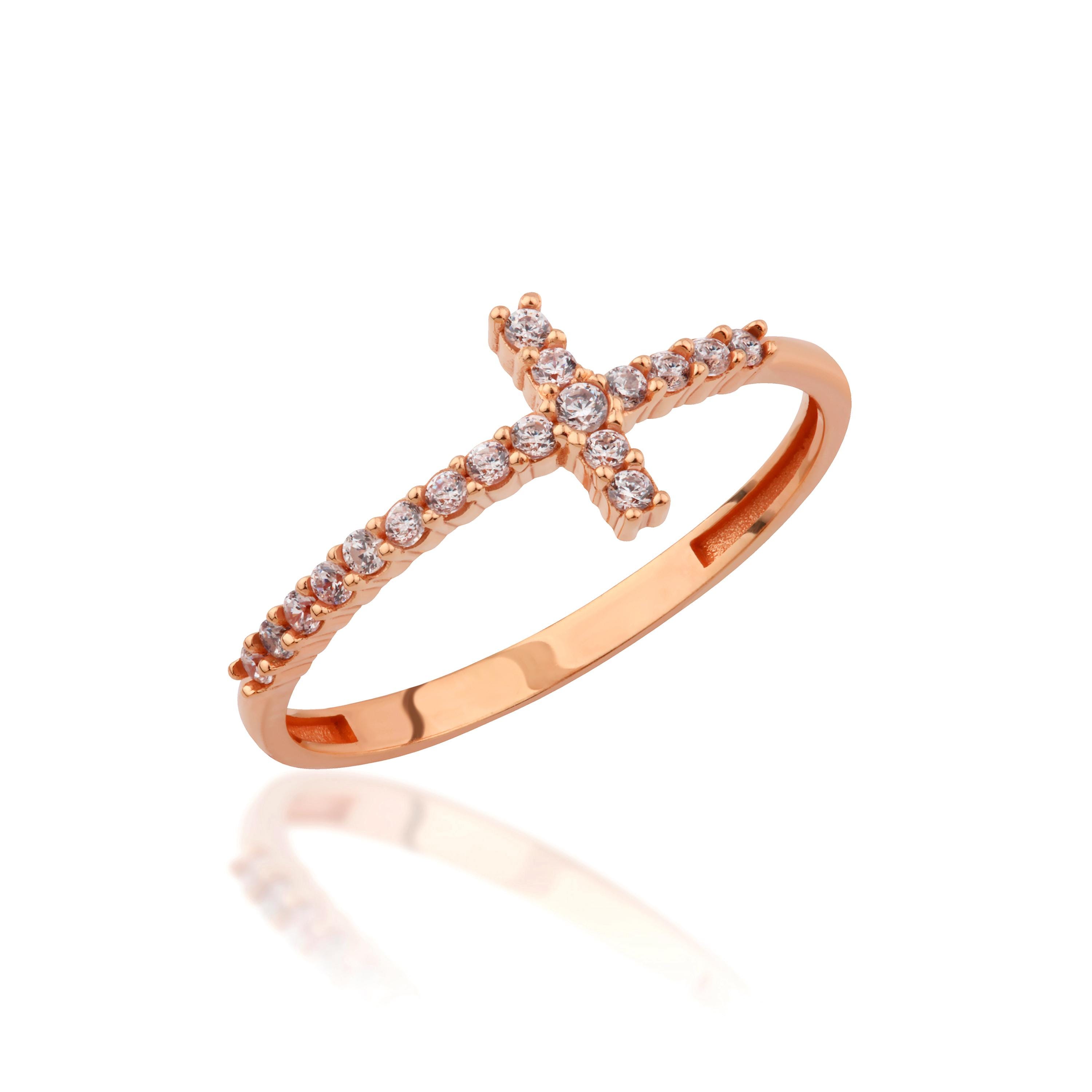 Cross Ringer Classy Elegant Cross Ring, 14K Solid Gold Cross Ring, 925 Sterling Silver ...