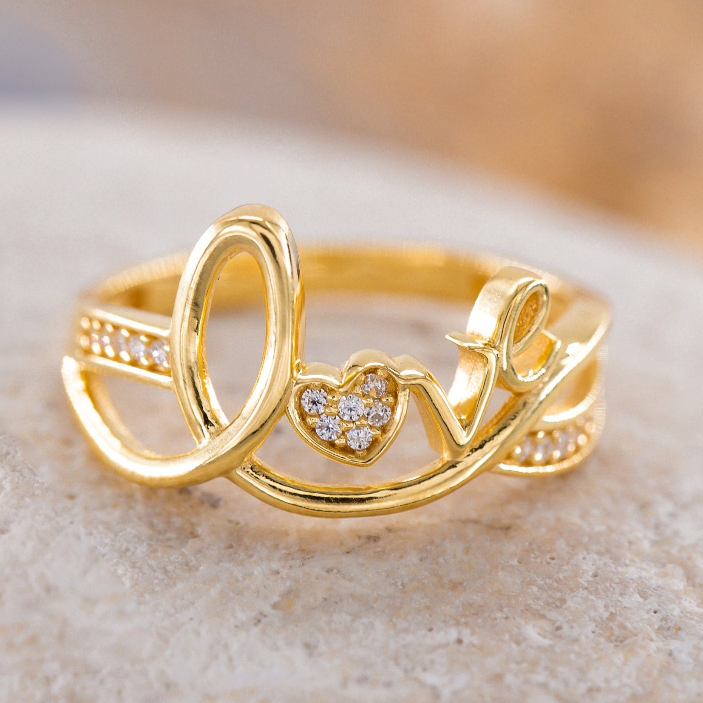 Heart Shaped 18K Gold Amazon Ring Solid Filled, Cute Love Word Art For  Womens Statement, Engagement, Party Jewelry From Xinpengbusiness, $2.81 |  DHgate.Com