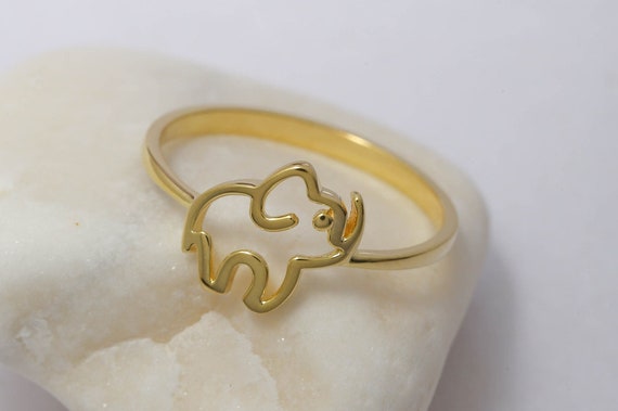 Adjustable Cute Elephant Ring in Gold with Pearl Heart Shaped Ears · DOTOLY  Animal Jewelry · The Animal Wrap Rings and Jewelry Store
