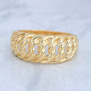 Anillo trenzado de oro macizo de 14 quilates, elegante anillo con nudo, regalo de San Valentín, regalo de Navidad, regalo del Día de la Madre.