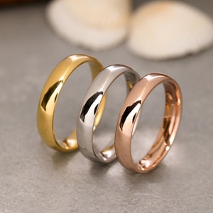 4 mm Wedding Band Ring, 14K Solid Gold 4 mm Wedding Band Ring, 925 Sterling Silver 4 mm Wedding Band Ring, Promise Ring, Wedding Ring Set