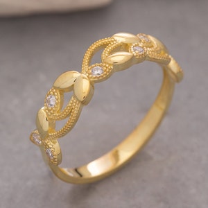 Ivy Leaf Ring, 14K Solid Gold Leaf Ring, 925 Sterling Silver Leaf Ring, Ivy Ring, Patterned Ring , Mother&#39;s Day Gift, Valentine&#39;s Day Gift