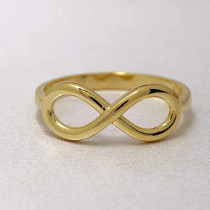 Anillo de infinito de oro macizo de 14 quilates, anillo de infinito de plata de ley 925, anillo de amor infinito, anillo de infinito, regalo de San Valentín, regalo de Navidad
