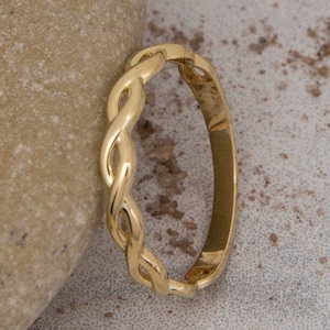 14K Solid Gold Braid Ring, 925 Sterling Silver Braid Ring, Infinity Braid Ring, Yellow White Color, Rose White Color, Two Colors Combination