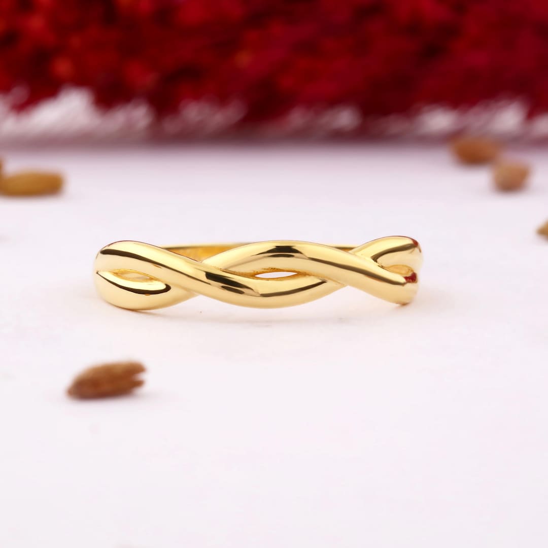 14K Solid Gold Braid Ring, 925 Sterling Silver Braid Ring, Infinity ...