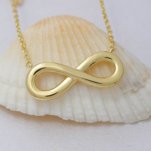 Infinity Necklace, 14K Solid Gold Infinity Necklace, 925 Sterling Silver Infinity Necklace, Infinite Love Necklace, Valentine&#39;s Day Gift