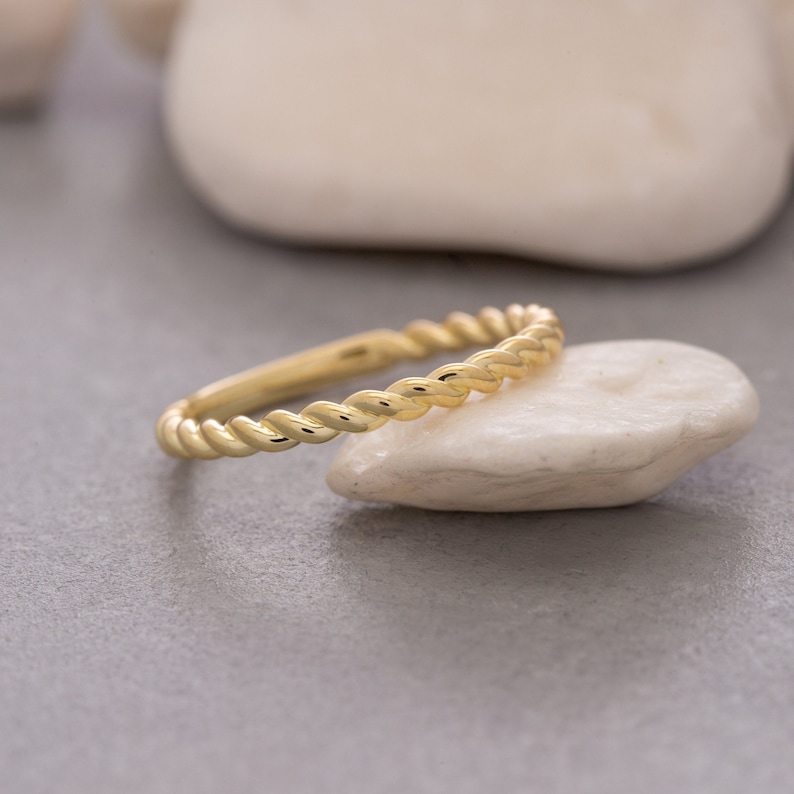 Golden Rope Ring Thin Rope Ring, 14K Solid Gold Rope Ring, 925 Sterling Silver Rope Ring ...