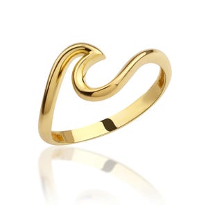 14K Solid Gold Wave Ring, Dainty Sea Wave Ring, Stackable Pura Vida Ring, Summer Jewelry, Nautical Jewelry, Gift For Her