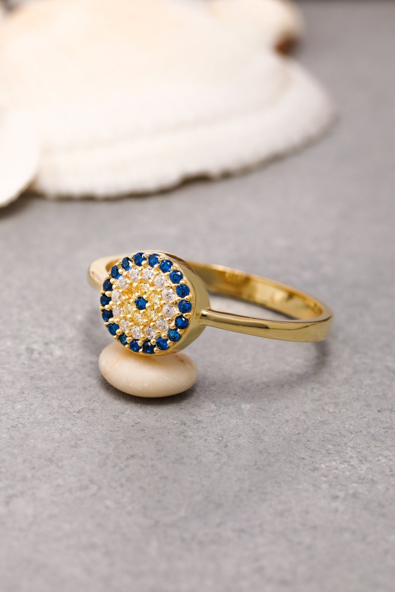 thumbnail image 2 of 14K Solid Gold Evil Eye Pendant With Murano Glass & 20" Figaro Chain – Alex And Elsa 2 of 6