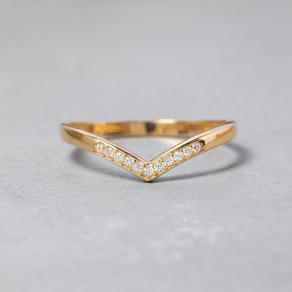 14K Solid Gold V Ring, 925 Sterling Silver V Ring, Chevron Ring, Curved Ring, Mother's Day Gift, Valentine's Day Gift, Christmas Gift