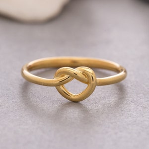 14K Solid Gold Love Knot Ring, 925 Sterling Silver Love Knot Ring, Heart Knot Ring, Dainty Ring, Mother's Day Gift, Valentine's Day Gift