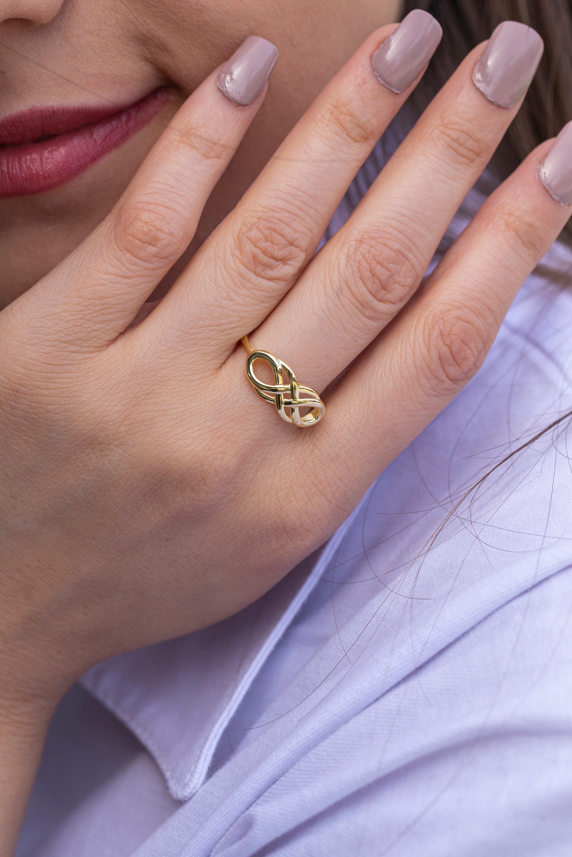 14K Solid Gold Infinity Ring, 925 Sterling Silver Infinity Ring, Dainty ...